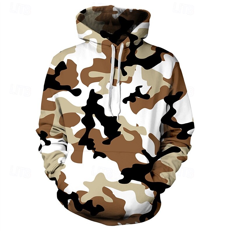 Men's Hoodie Blue Brown Green Hooded Camouflage Pocket Sports & Outdoor Daily Holiday Polyester Streetwear Basic Casual Spring Fall Clothing Apparel Hoodies Sweatshirts  Long Sleeve3