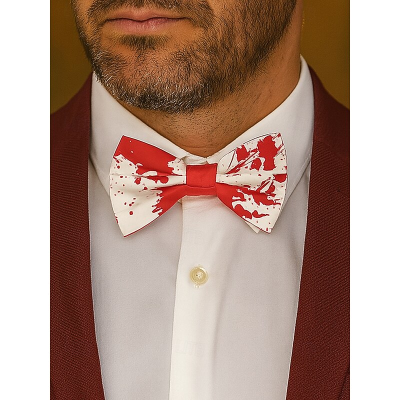 Men's Halloween Blood Splatter Bow Tie – Adjustable Horror Costume Neckwear for Party, Cosplay & Vampire Look