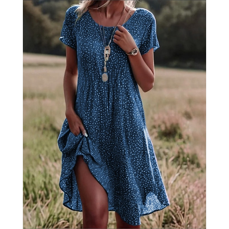 Women's Mini Dress Floral Dress Boho Dress Print Dress Classic Modern Outdoor Vacation Daily Regular Fit Flower Short Sleeve Crew Neck Wine Blue Green Summer3