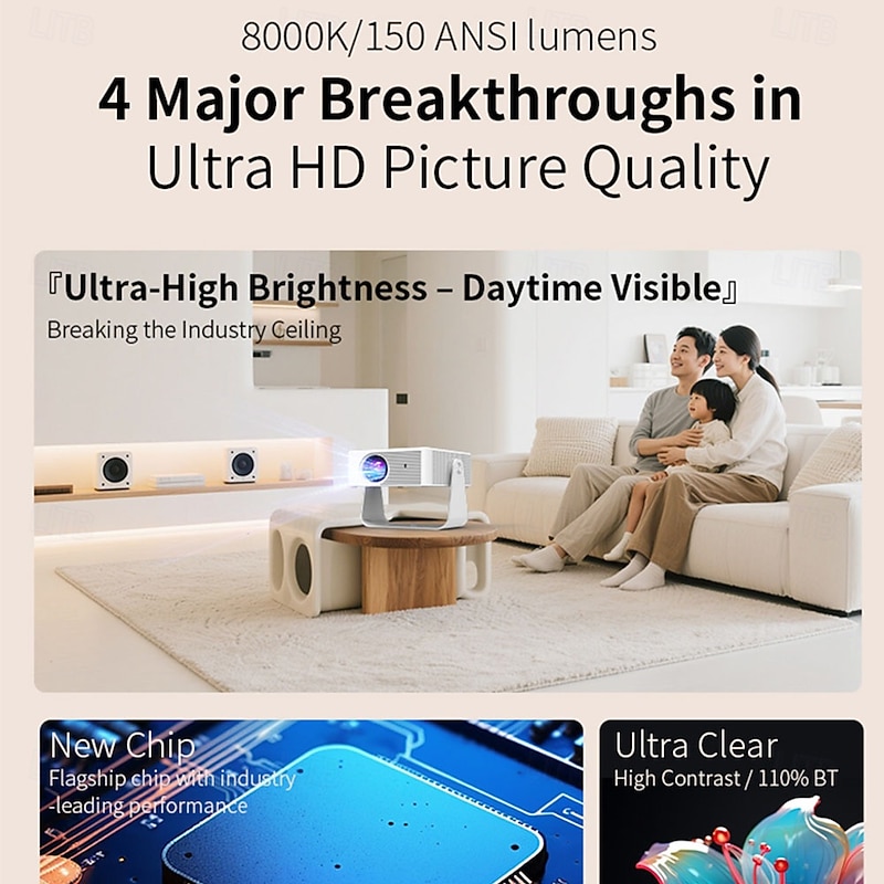 Ultra HD 4k Projector With Native 1080P 150 Lumens Home Theater Smart Android TV Daylight Beam Projectors 5G WIFI New Projecto2