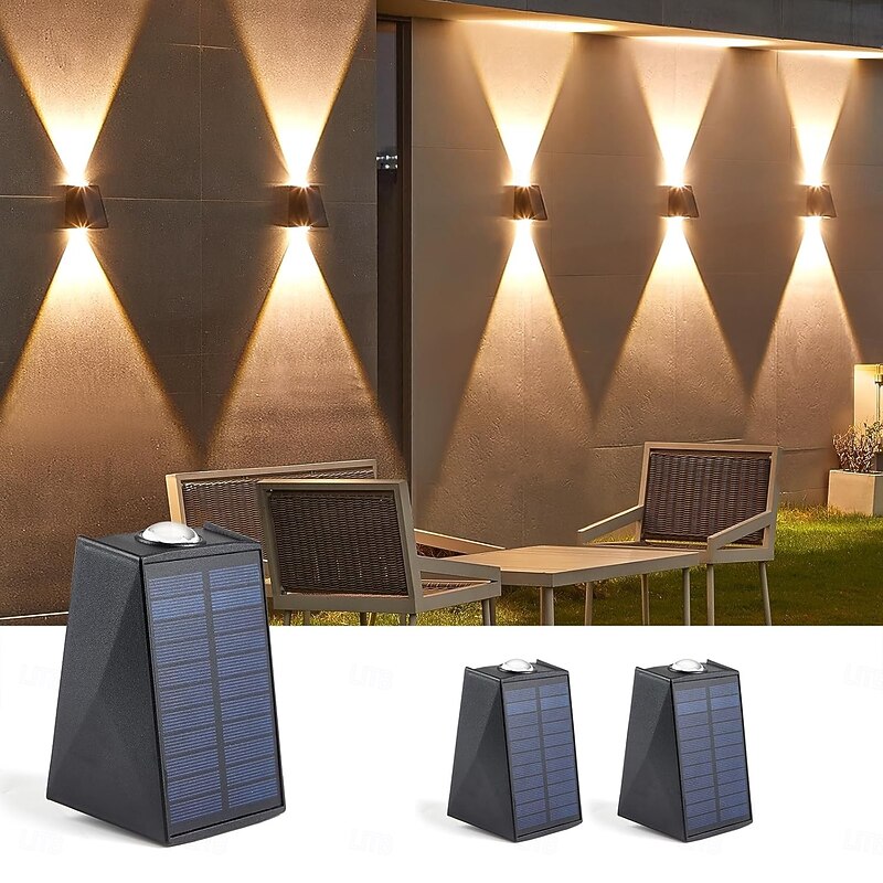 1PC 2PCS Solar Wall Lights OutdoorCordlessWaterproof IP65 Up and Down Lamp Bright Wall Sconce Deck Light for Exterior Wall Garage Garden Yard Patio Caf Bar4