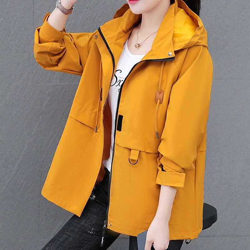 Women's Windbreaker Softshell Jacket Hiking Jacket Outdoor Waterproof Windproof Hiking Outfits Hiking Clothes Spring Autumn / Fall Top Camping / Hiking / Caving Running Solid Color Black Yellow Khaki2