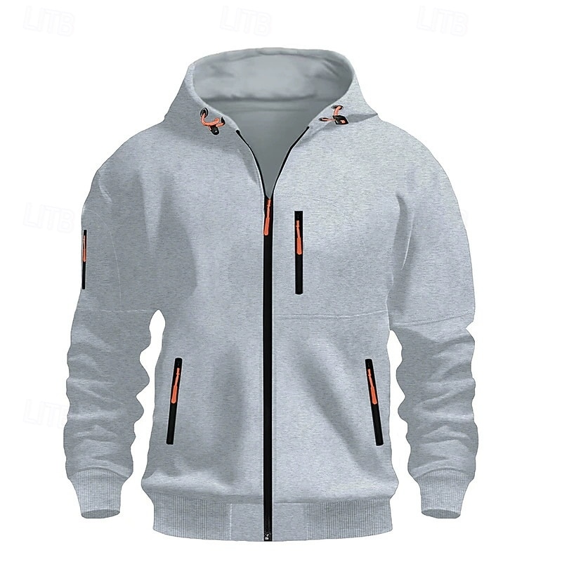 Men's Hoodie Full Zip Hoodie Black White Wine Navy Blue Royal Blue Hooded Plain Zip Up Pocket Sports & Outdoor Daily Holiday Polyester Streetwear Basic Casual Spring Fall Clothing Apparel Hoodies