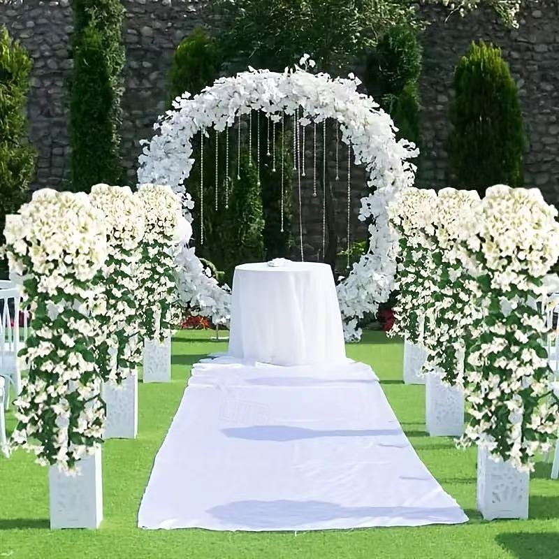 4 Pack Artificial Hanging Flowers Vines, Faux Wisteria Garland for Indoor Outdoor Garden Patio Porch Wedding Home Decoration, All Season Violet Hanging Plants2