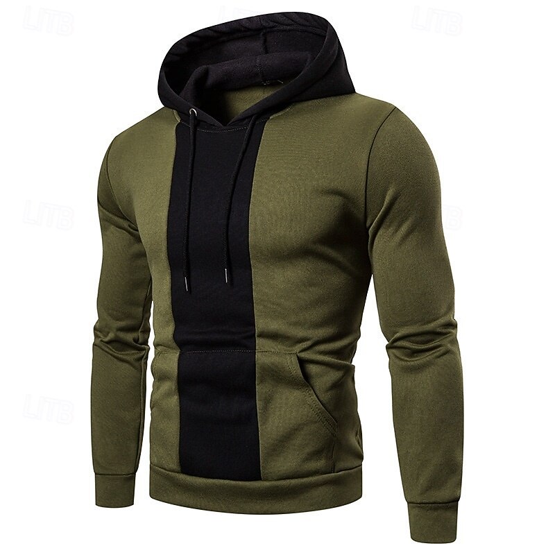Men's Hoodie Fleece Hoodie Black Army Green Navy Blue Gray Hooded Plain Patchwork Sports & Outdoor Casual Daily Streetwear Cool Designer Spring &  Fall Clothing Apparel Hoodies Sweatshirts4