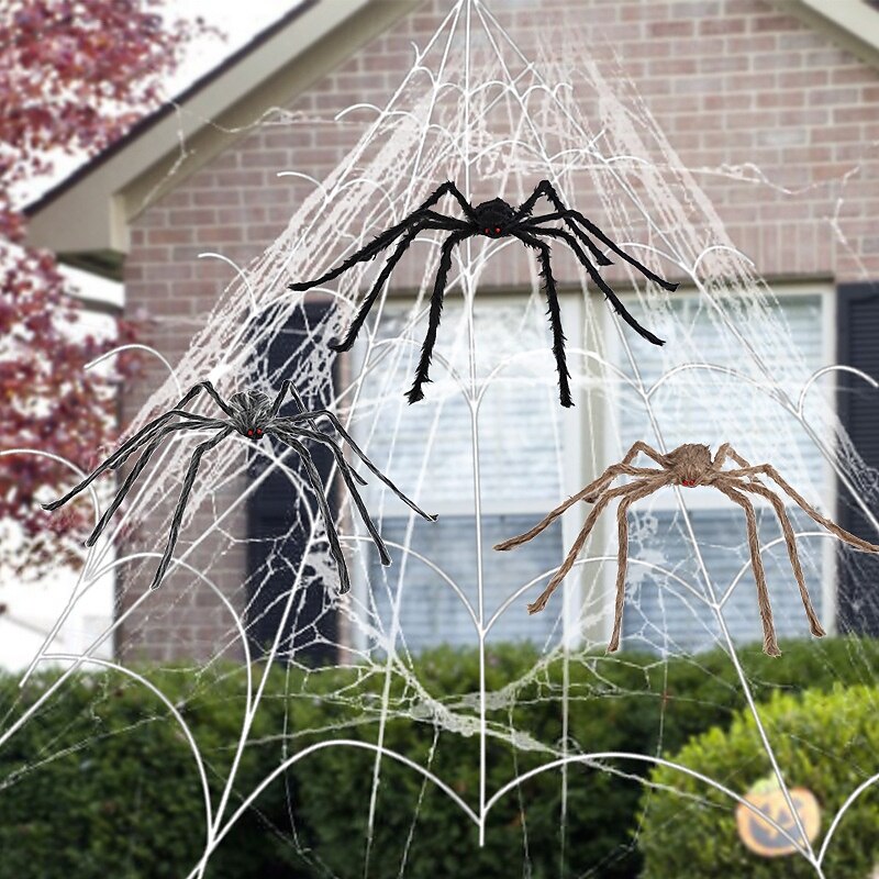 Halloween Spider Large Outdoor Decorations, 150cm / 5ft Fake Halloween Decor Spiders, Furry Spider for Outdoor Indoor Yard Home Costumes Party House Decor