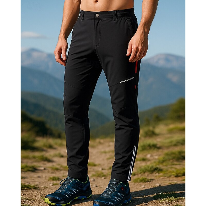 Men's Hiking Pants Trousers Hiking Rain Pants Softshell Pants Outdoor Regular Fit Waterproof Windproof Bottoms Elastic Waist Black Camping / Hiking Running S M L XL XXL3