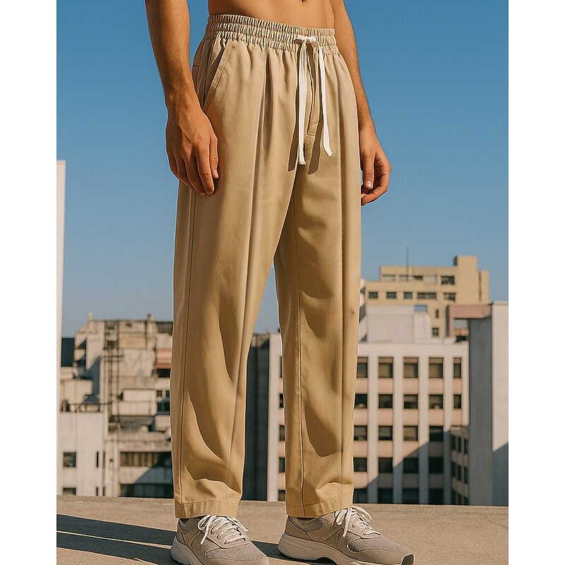 Men's Wide Leg Pants Cargo Pants Track Pants Pocket Drawstring High Waist Bottoms Athleisure Gym Workout Fall Quick Dry Breathable Gym Workout Outdoor Running Loose Fit Sportswear Activewear Solid3