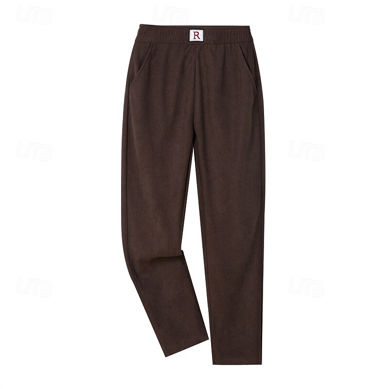 Women's Dress Pants Pants Trousers Fashion Streetwear Full Length High Waist Plain Pocket Elastic Waist Breathability Comfortable Street Daily Wear Going out Black Brown Khaki Spring Fall Regular Fit4