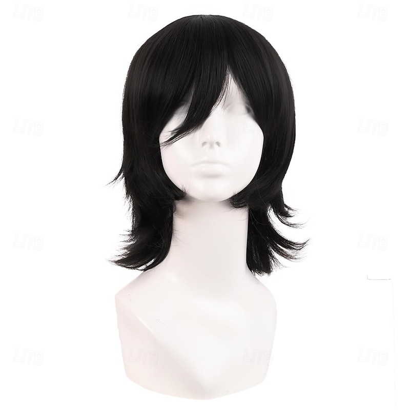 14 Inch/35 cm Short Cosplay Wolf Tail Synthetic Side Bangs Party Wig