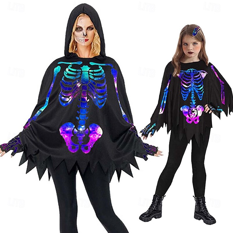 Skull Skeleton Halloween Cape Cloak Costume Cosplay Halloween Kid's Adults' Men's Women's Boys' Halloween Carnival Performance Party Easy Halloween Costumes Dress Up