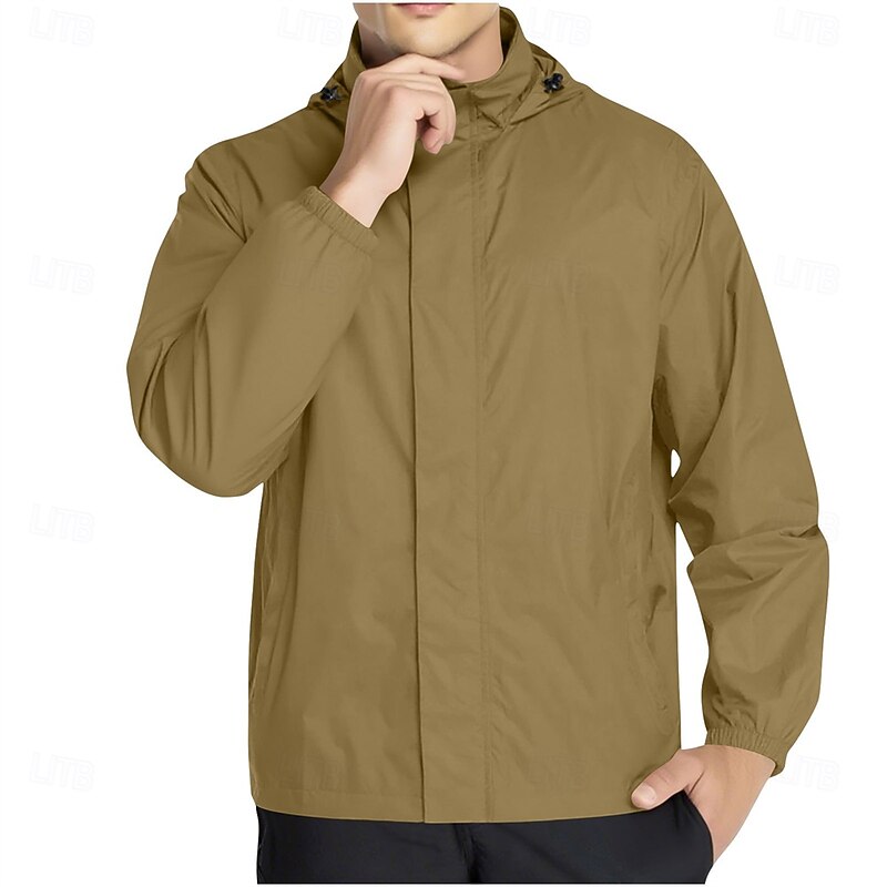 Men's Outdoor Jacket Casual Jacket Vacation Daily Waterproof Windproof Pocket Fall Winter Plain Fashion Classic Hooded Regular Light Green Dark Red Navy Blue Blue Khaki Jacket