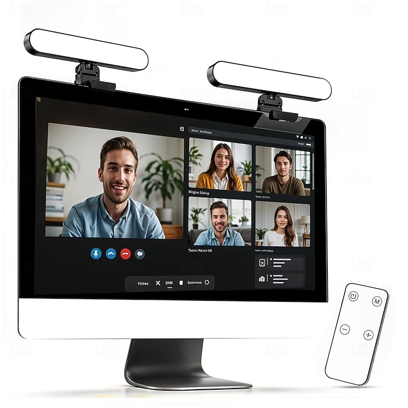 Rechargeable Clip-On Video Conferencing Light with Remote and Touch Control Adjustable 3 Lighting Modes for Zoom Calls and Video Recording