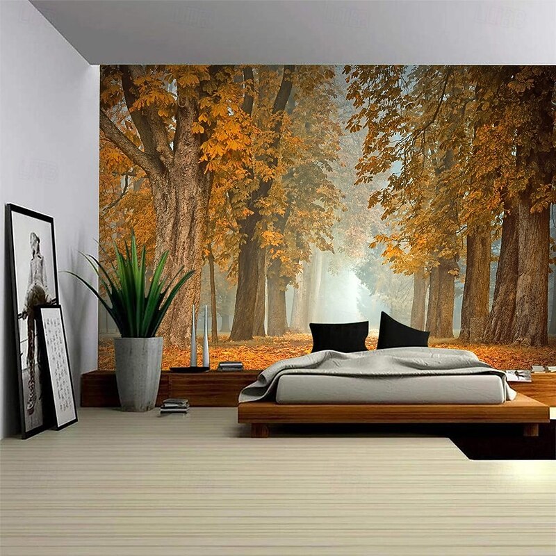 Forest Hanging Tapestry Photograph Backdrop Jack O Lantern Wall Art Large Tapestry Mural Decor Blanket Curtain Home Bedroom Living Room Decoration Death Selfie4