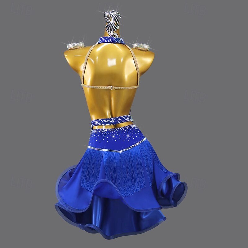 Latin Salsa Dance Dress Tassel Women's Performance Salsa Dance Dress Sleeveless Rumba Party Dancewear2