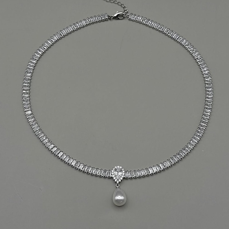 Choker Necklace Pearl Rhinestones Women's Elegant Fashion Artistic Beads Wedding Drops Necklace For Wedding Party Daily2