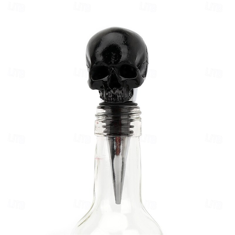 Halloween Skull Head Wine Stopper 3D Black Skeleton Bottle Plug Creative Gothic Bar Tool for Glass Wine Bottles Home Kitchen Party Drink Accessories Decor2