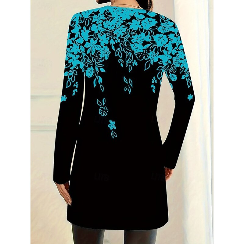 Women's Casual Jacket Comfortable Breathable Pocket Open Front Elegant Casual Boho Vintage Floral Casual Daily Wear Open Front Long Crewneck Regular Fit Long Sleeve Outerwear Pink Blue Spring Fall3