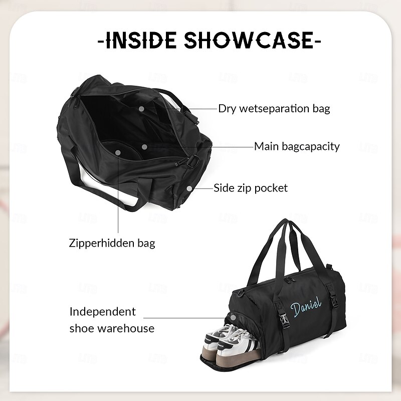 Personalized Name Travel Duffle Bag Custom Gift, Multi-Functional Shoulder and Hand Carry Bag, Large Capacity Organizer for Gym, Hiking, Business, Perfect Gift for Family and Friends4