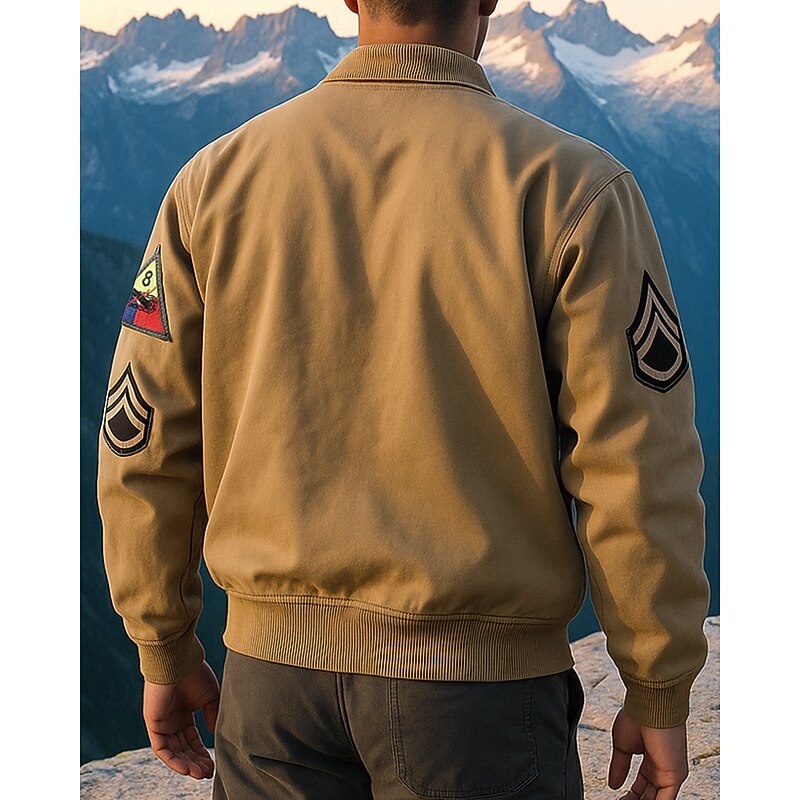 Men's Aviator Jacket Outdoor Windproof Hiking Outfits Hiking Clothes Spring Autumn / Fall Top Cotton Camping / Hiking / Caving Running Black Green Khaki2