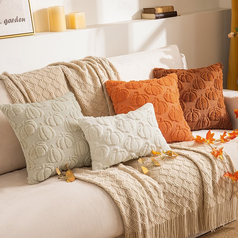 1 pcs Halloween Pillow Cover, Thanksgiving Pumpkin Casual Square Zipper Traditional Classic4