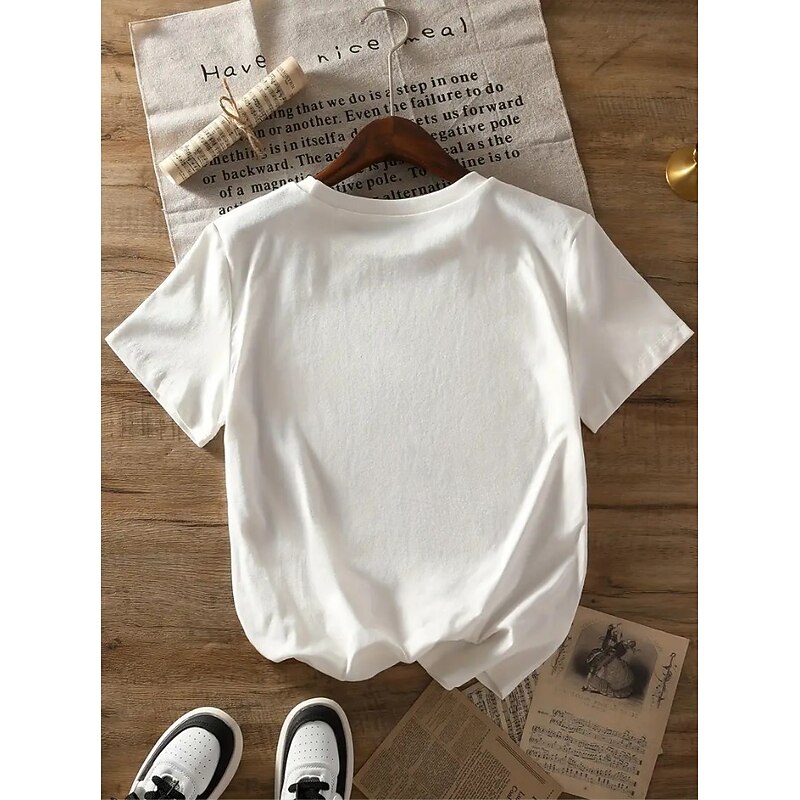 Halloween Women's T Shirt Skulls Cotton Shirt Graphic Vintage Stylish Classic Short Sleeve Round Neck Regular Tops Daily Print White Pink Dusty Rose Summer Spring2