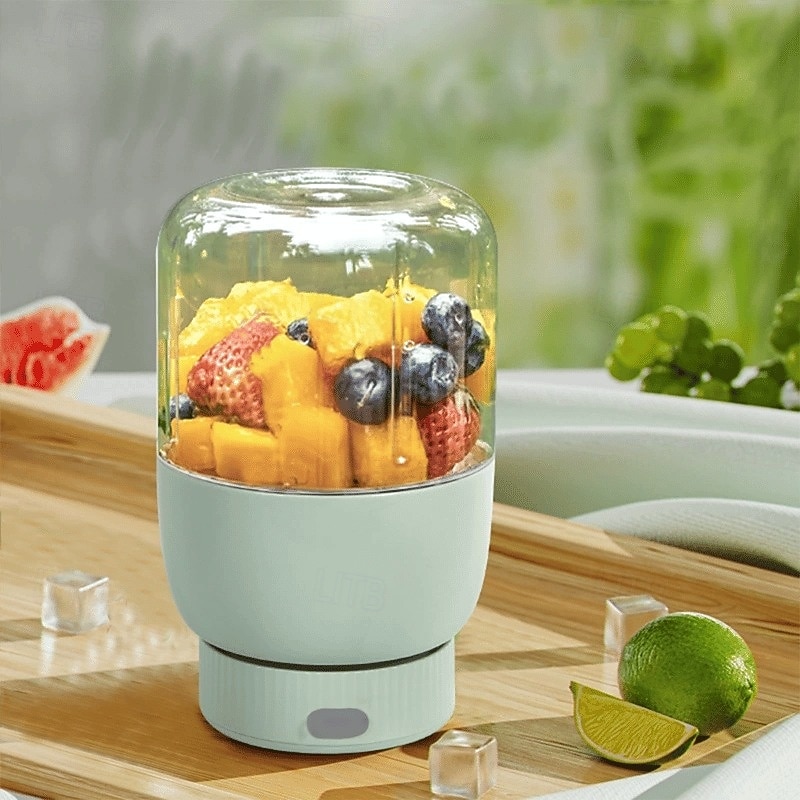 BPA-Free Electric Citrus Juicer Straw Two Lids Portable Blender Large Capacity Wireless Juicer Cup Multi-Functional Fresh Juice Maker for Smoothies Shakes