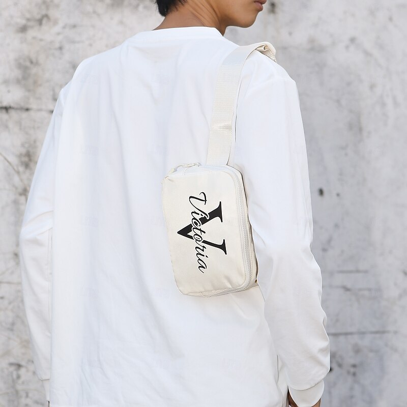 Personalized Name White Crossbody Bag with Custom Initials, Minimalist Everyday Fashion Accessory – Unique Custom Gift for Friends4