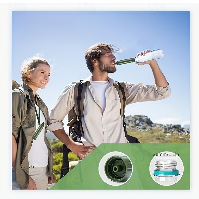 Portable Outdoor Water Purification Straw - Bottle-Compatible, Ideal For Camping, Hiking, And Emergency Survival2