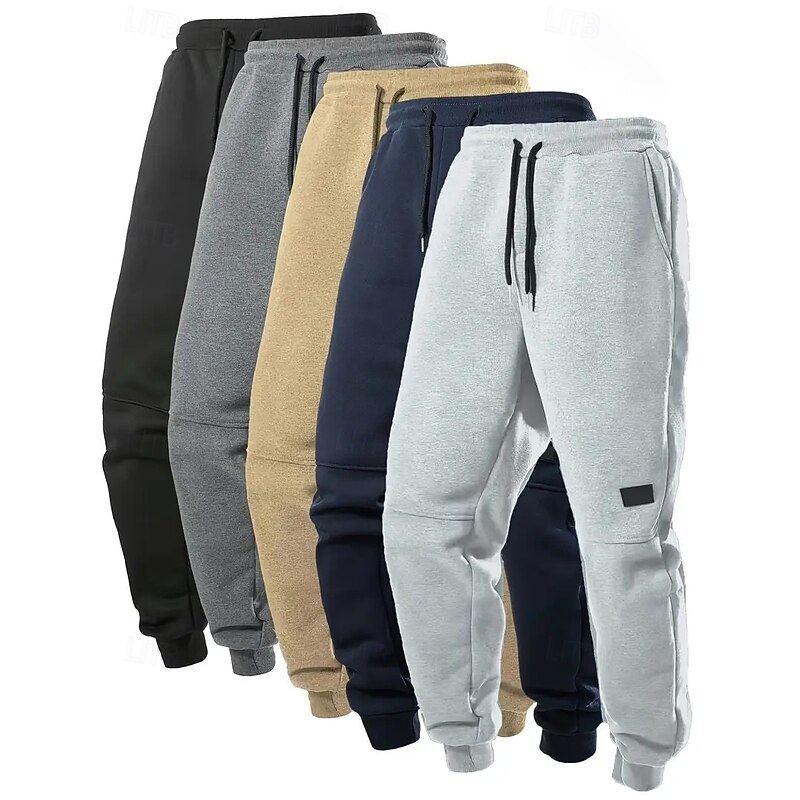 Men's Sweatpants Joggers Trousers Casual Pants Running Pants Elastic Waist Drawstring Plain Comfort Warm Full Length Outdoor Daily Gym Sports Fashion Black Blue Stretchy3