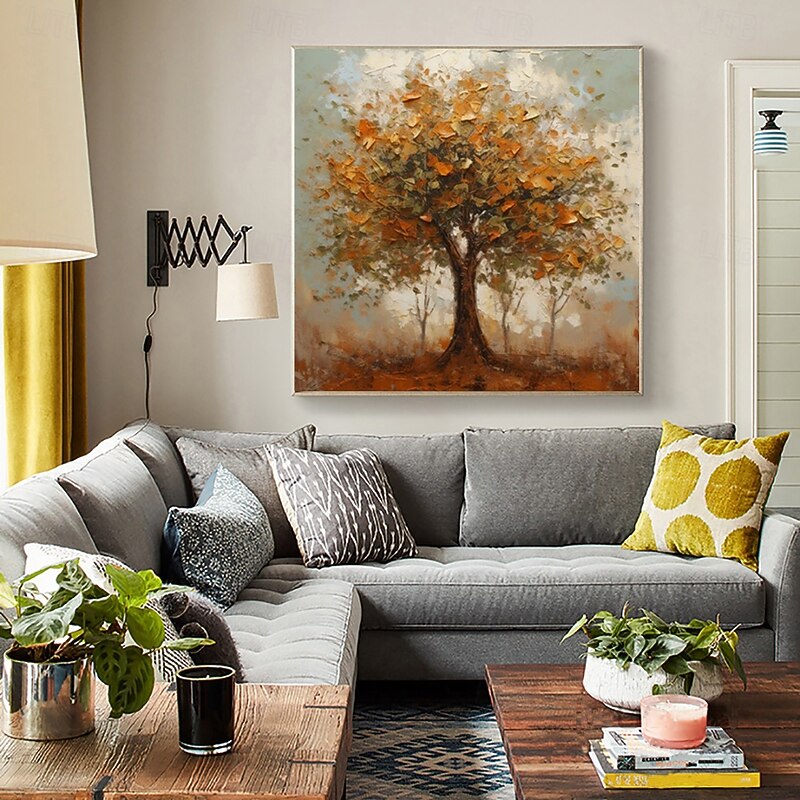 Handmade Oil Painting Canvas Wall Art Decoration Modern Abstract Golden Tree Landscape for Home Decor Stretched Frame Hanging Painting/Rolled Frameless Unstretched Painting2