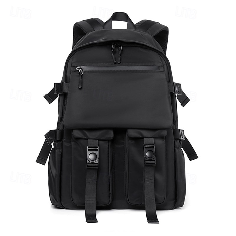 Men's Large Capacity Gray School Backpack with Multi-Pockets, Durable Waterproof Nylon Travel and Laptop Bag for College, Work, and Outdoor Use3