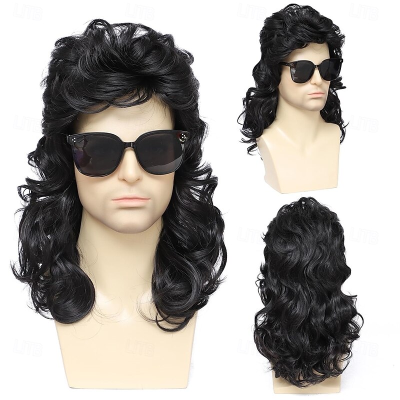 Mullet Wig for Men Joe Dirt Emo Wig 80s Costumes Fancy Party Cosplay for Male Halloween Costumes Punk Rocker4
