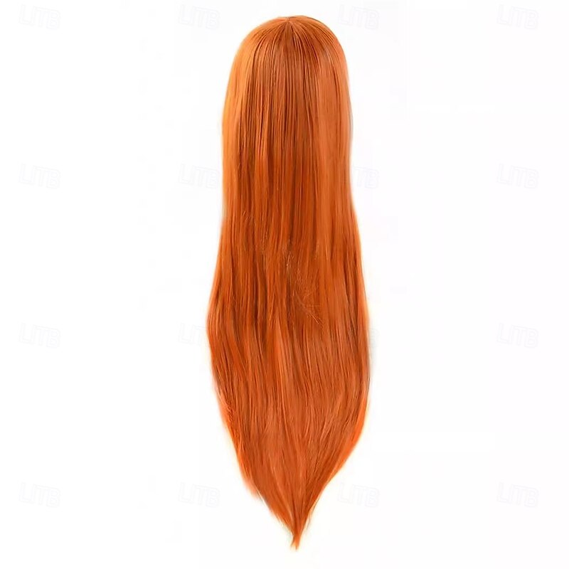 Kim Possible Anime Cosplay Long Hair Side Bangs Wig Orange Versatile Headpiece3