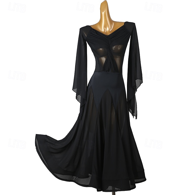 Ballroom Dance Dress Splicing Women's Performance Daily Wear Long Sleeve Spandex2