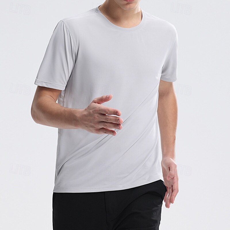 Men's Performance Shirt Sport Tee Shirt Short Sleeve Crew Neck Top Outdoor Quick Dry Lightweight Sweat wicking Breathable Polyester Black White Red Tennis Golf Running3