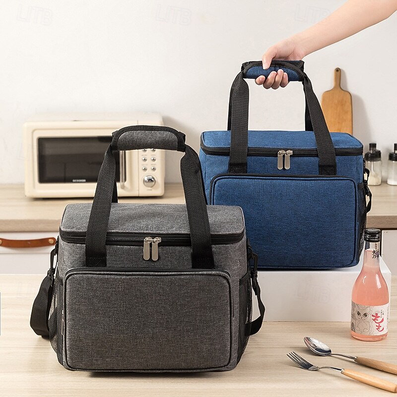 Lunch Bag for Women and Men for Back to School Office Picnic Hiking Beach 15 Liter Large Waterproof Oxford Cloth Insulated Cooler Bag Thickened Portable Lunch Tote4