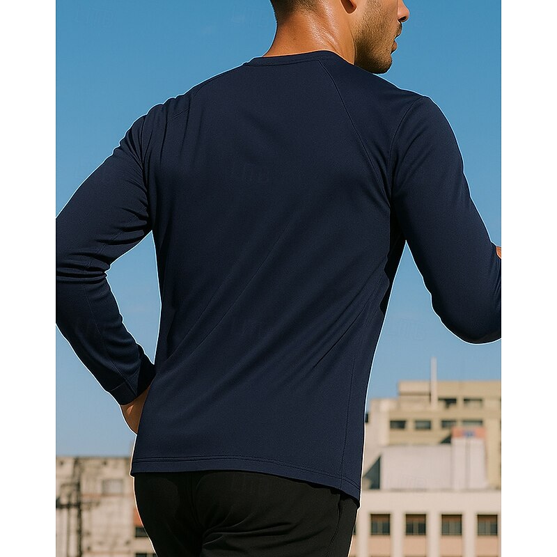 Men's Running Top Sports Sweatshirt Zip Up Pocket Long Sleeve Top Athleisure Fall Solid Colored Quick Dry Breathable Hiking Workout Athletic Sportswear Activewear Black Green Dark Blue2