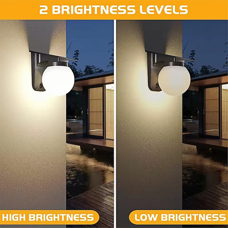 Solar Wall Lights Outdoor Adjustable Brightness Color IP65 Waterproof Solar Bulb Light for Garden Yard Gate and Pathway Lighting 1PC3