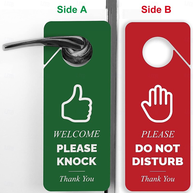 Do Not Disturb Door Hanger Sign - Double Sided Red and Green Please Do Not Disturb and Welcome Please Knock. Ideal for Office Home Clinic Dorm Online Class Video Call and Meeting Sessions3
