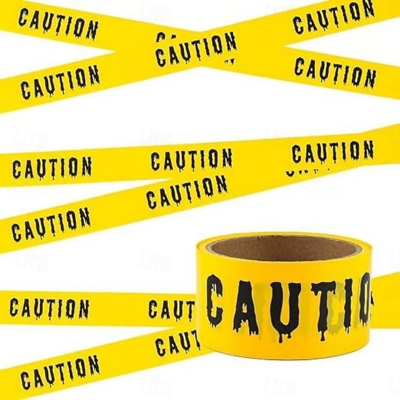 Halloween Hazard Tape Yellow Hazard Warning Tape, Scary Caution Barrier Tape with Horror Fonts for Haunted House, Bar, Party, and Festival Decorations