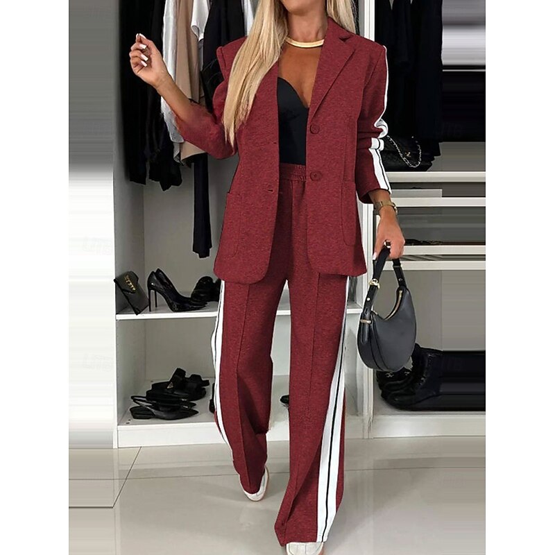 Women's Fashion Formal Blazer Suits Long Sleeve Solid Color Work Business Dark Grey Black White Spring &  Fall Regular Fit4