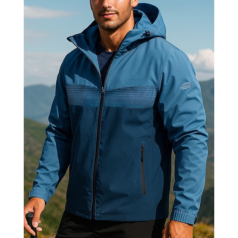 Men's Windbreaker Softshell Jacket Hiking Jacket Outdoor Thermal Waterproof Windproof Warm Hiking Outfits Hiking Clothes Winter Autumn / Fall Top Camping / Hiking / Caving Running Patchwork Blue Grey