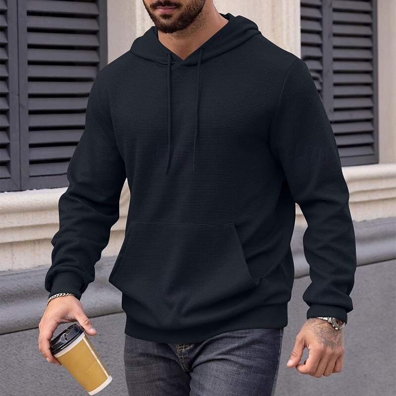 Men's Hoodie Pullover Hoodie Sweatshirt Pullover Black Army Green Navy Blue Gray Hooded Plain Zipper Pocket Sports & Outdoor Casual Daily Streetwear Cool Sportswear Spring &  Fall Clothing Apparel3