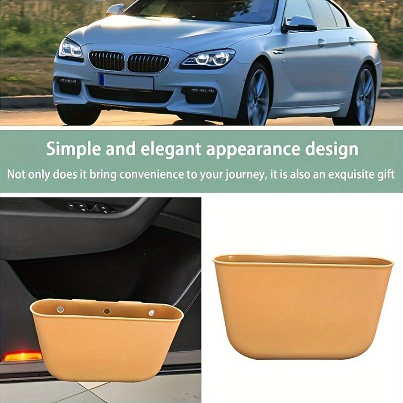 1pc Mini Car Door Hanging Trash Can - Durable Plastic Space-Saving Design for Easy Access Ideal for Car Storage and Organization Car Accessories2