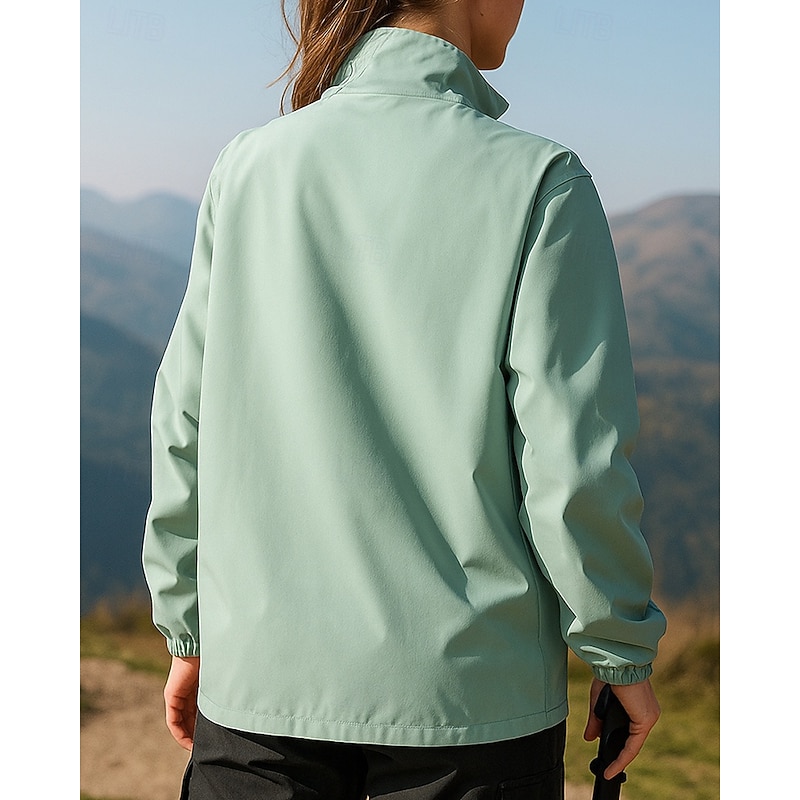 Women's Windbreaker Softshell Jacket Hiking Jacket Outdoor Waterproof Windproof Hiking Outfits Hiking Clothes Spring Autumn / Fall Top Camping / Hiking / Caving Running Solid Color Black White Pink3
