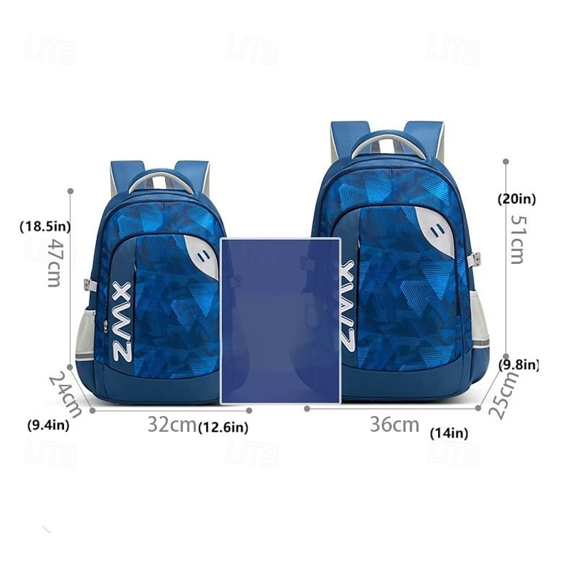 Kids' Large School Backpacks – Lightweight Zipper Bookbags with Side Mesh Pockets for Boys and Girls3