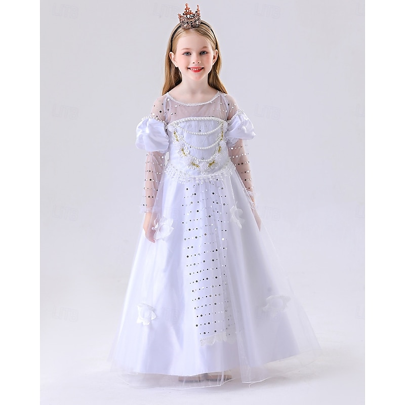 Alice in Wonderland Fairy Tale White Queen Mirana Dress Flower Girl Dress Tulle Dresses Storybook Characters Movie Cosplay for Girls' Kid's Halloween Carnival World Book Day Performance Educational2