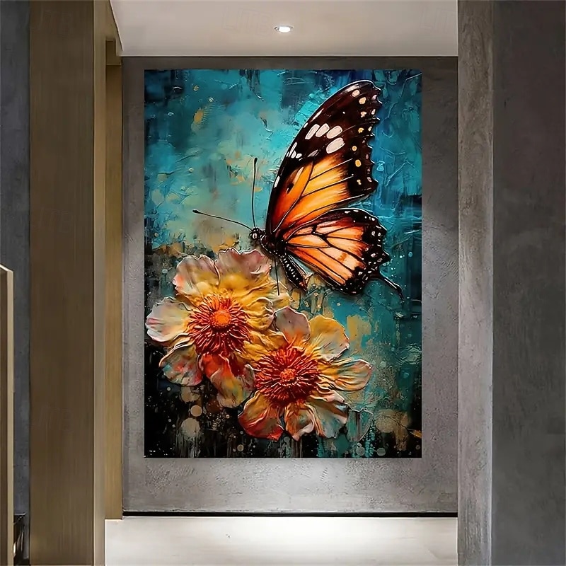 Modern Floral And Butterfly Canvas Art Poster Frameless Wall Decoration Suitable For Living Rooms And Bedrooms Room Decorations2