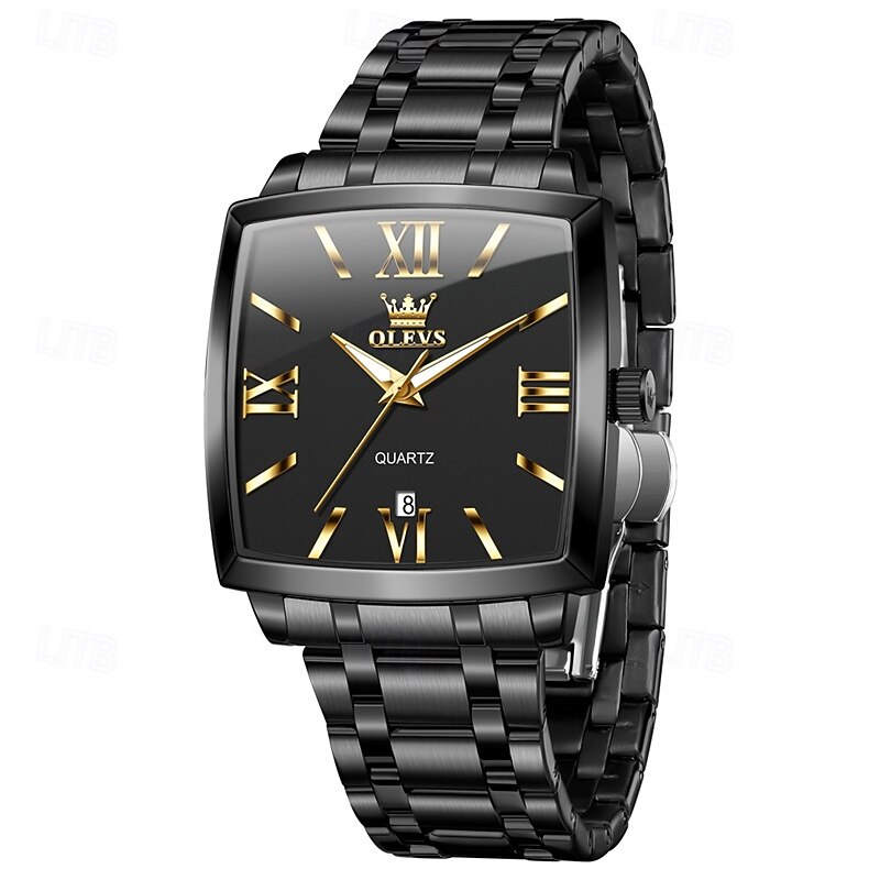 A new OLEVS square men's business watch with luminous calendar waterproof casual quartz watch fashionable and trendy men's sports wristwatch2